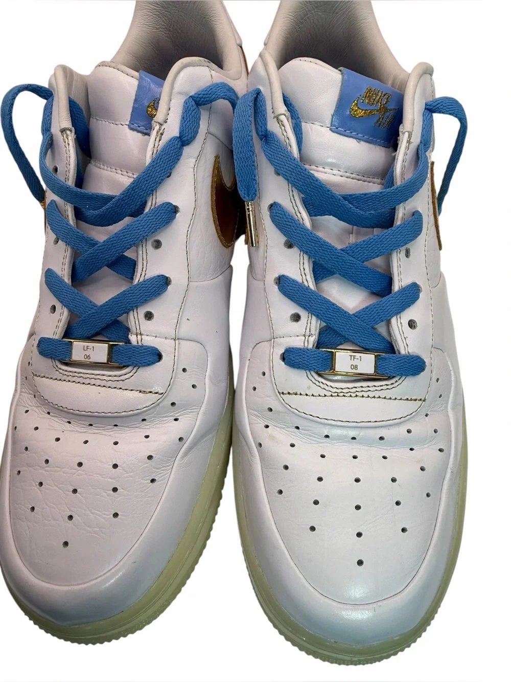 Nike Air Force 1 Low Supreme Rio Ferdinand 2009 White Gold Blue Men’s Size 14